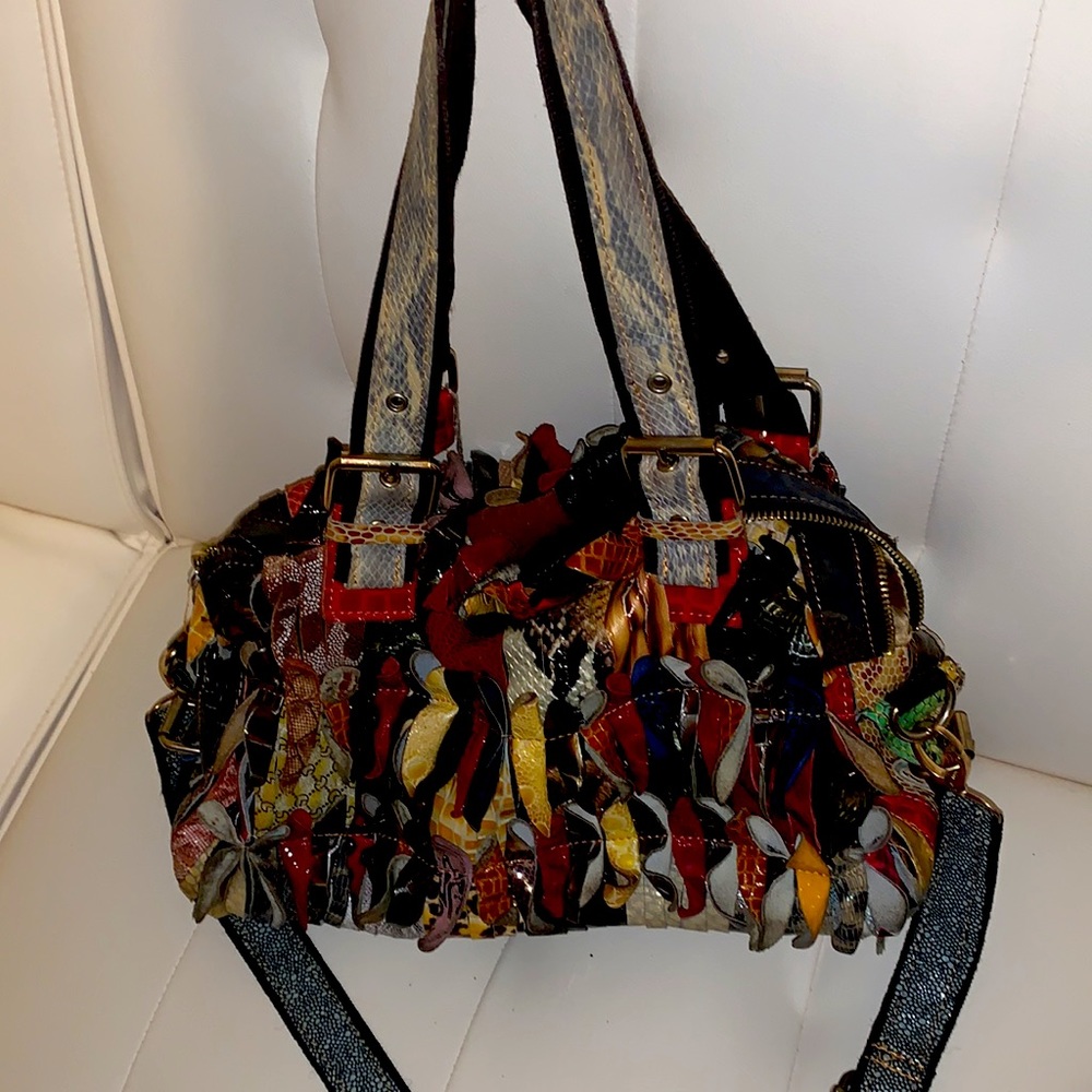 Beautiful Leather Patchwork Unique Handbag - image 2